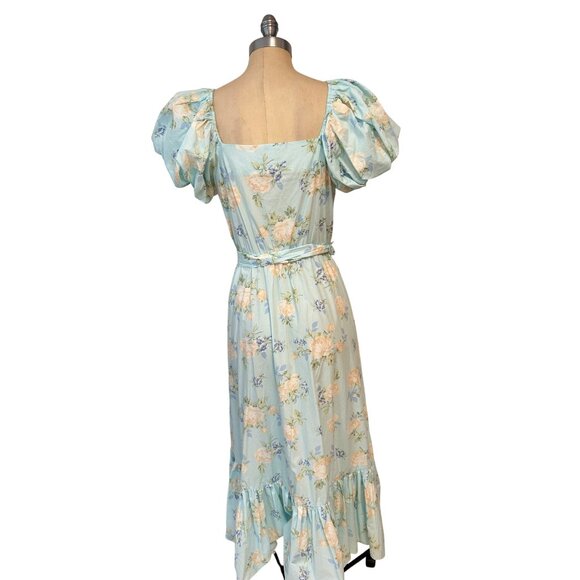 LoveShackFancy X Target Estelle Maxi Dress Puff Sleeve Blue Floral size 2 - Picture 5 of 7